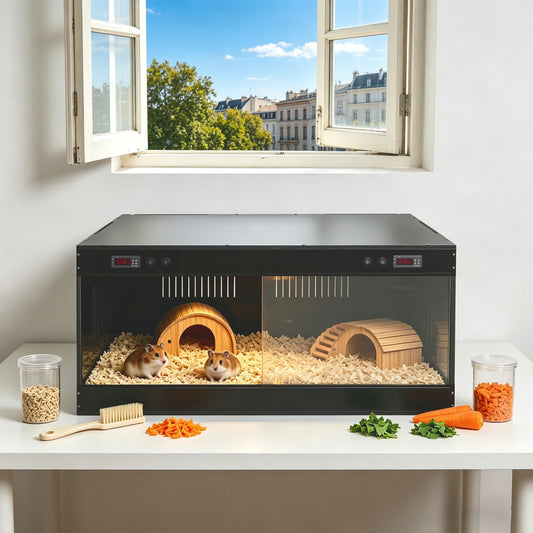 Reptile Tank, with Viewing Window & Dual Temperature Controllers