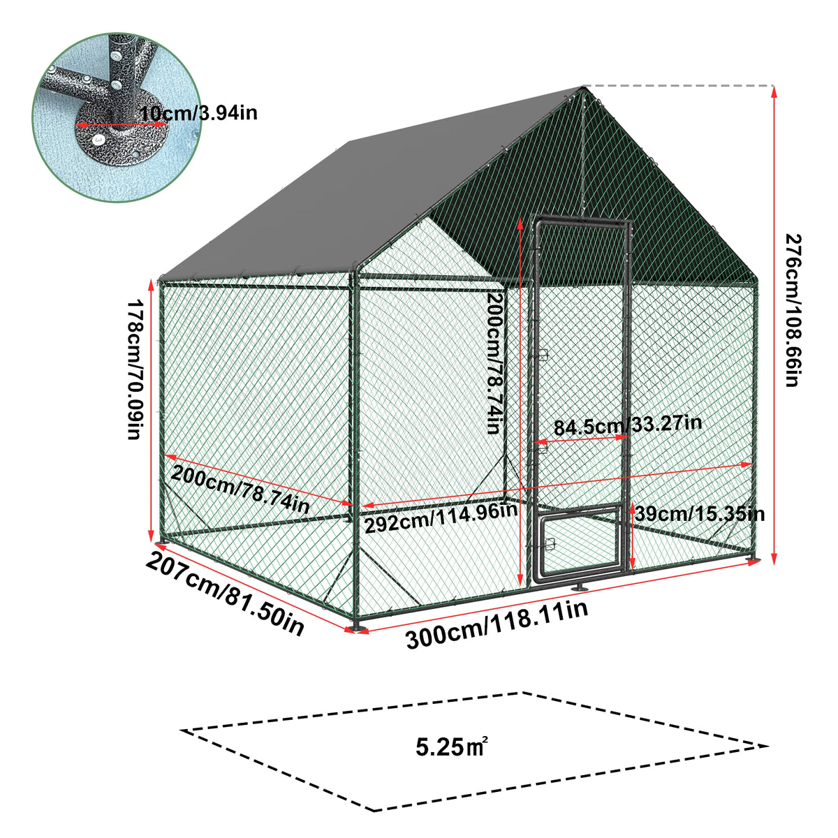 Large Outdoor Upgrade Metal Chicken Coop Walk-in Cage  with Nylon Netting and Cover for Yards