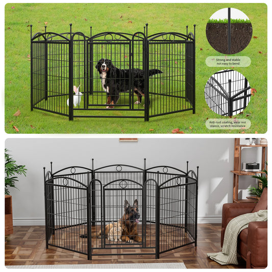 32" Heavy Duty Metal Playpen with Doors, 8 Panels Foldable Pen for Indoor & Outdoor