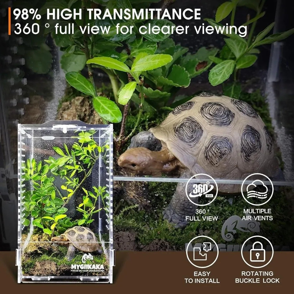 Acrylic Jumping Spider Enclosure Buckle Lock Transparent Reptile Feeding Tank Ventilated Escape Proof Spider House