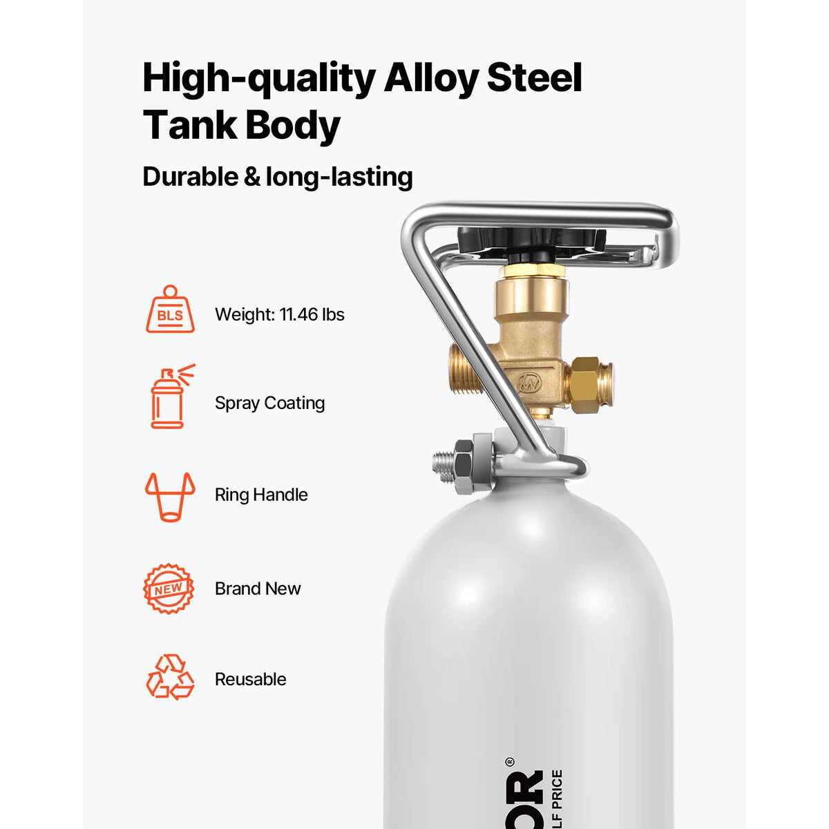 SucceBuy CO2 Tank CO2 4.41lbs New Alloy Steel Cylinder for Draft Beer Dispensing and Soda Maker