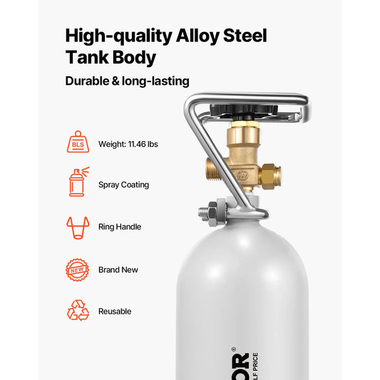 SucceBuy CO2 Tank CO2 4.41lbs New Alloy Steel Cylinder for Draft Beer Dispensing and Soda Maker