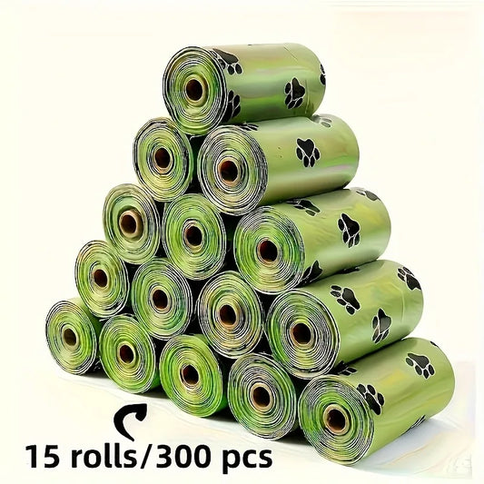 15 Rolls / 300 Pet Waste Bags – Thick, Leak-Proof Dog & Cat Poop Bags