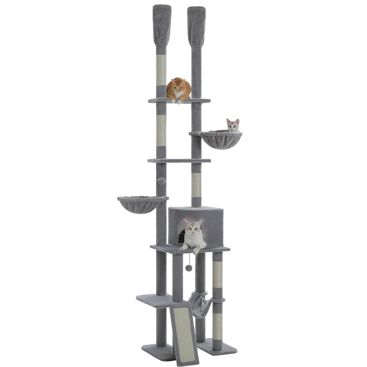 Cactus Cat Tree - Floor to Ceiling Tower 7 Tiers Cat Climbing Tree - 5 Platforms Scratching Posts
