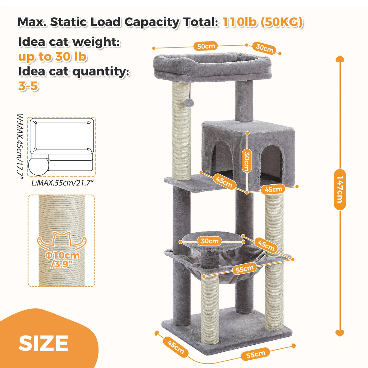 Heavy Duty  - Large Cat Tree with Thick Scratching Posts