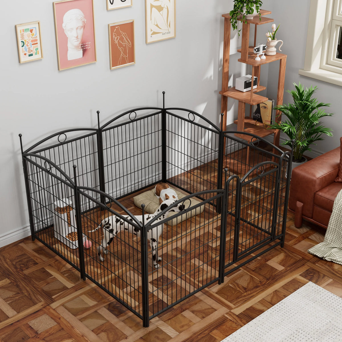 32" Heavy Duty Metal Playpen with Doors, 8 Panels Foldable Pen for Indoor & Outdoor