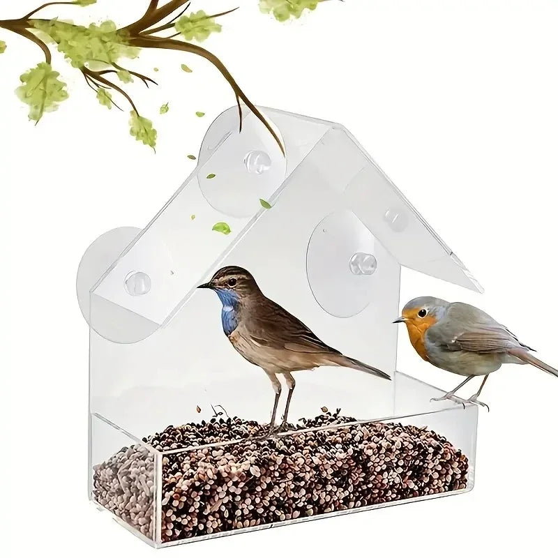 Acrylic Hanging Bird Feeder Clear Window