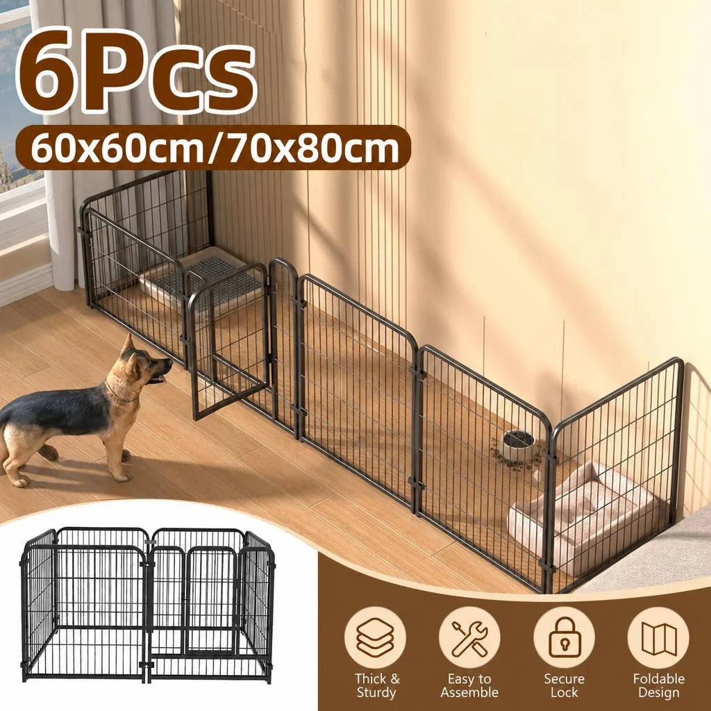 Heavy Duty Cage - 6 Panel Fence - Playpen Foldable Kennel