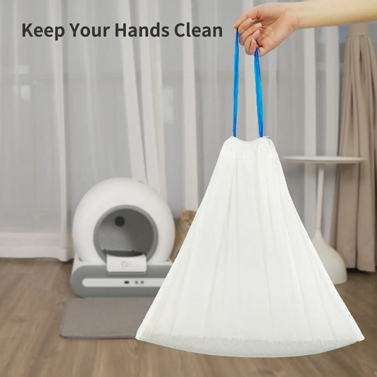 DOEL Cat Litter Box Poop Bags Drawstring Design 17x19in/45x50cm  - 4 Rolls Trash Bags 60 Counts Cat Litter Box Liners