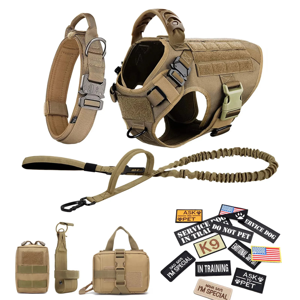 Tactical Military Large Dog Harness Collar