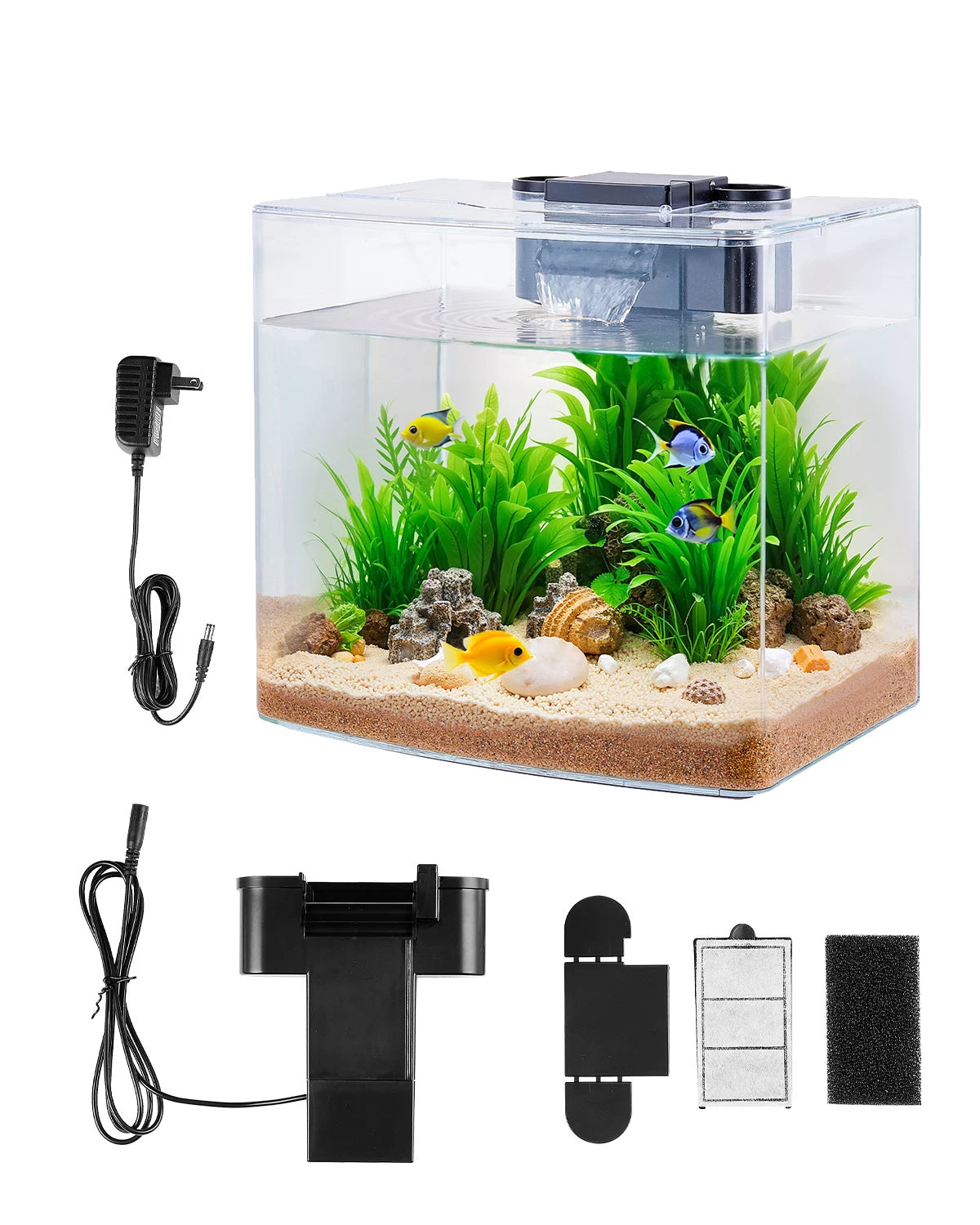 VEVOR Fish Tank Aquarium 3.5Gal Arch Ultra-Clear - Adjustable 3 Color Lighting for Freshwater Fish