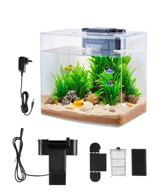 VEVOR Fish Tank Aquarium 3.5Gal Arch Ultra-Clear - Adjustable 3 Color Lighting for Freshwater Fish