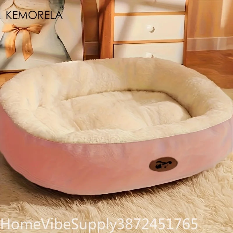 Plush Oval Pet Bed - Machine‑Washable - All‑Season Rest Cushion