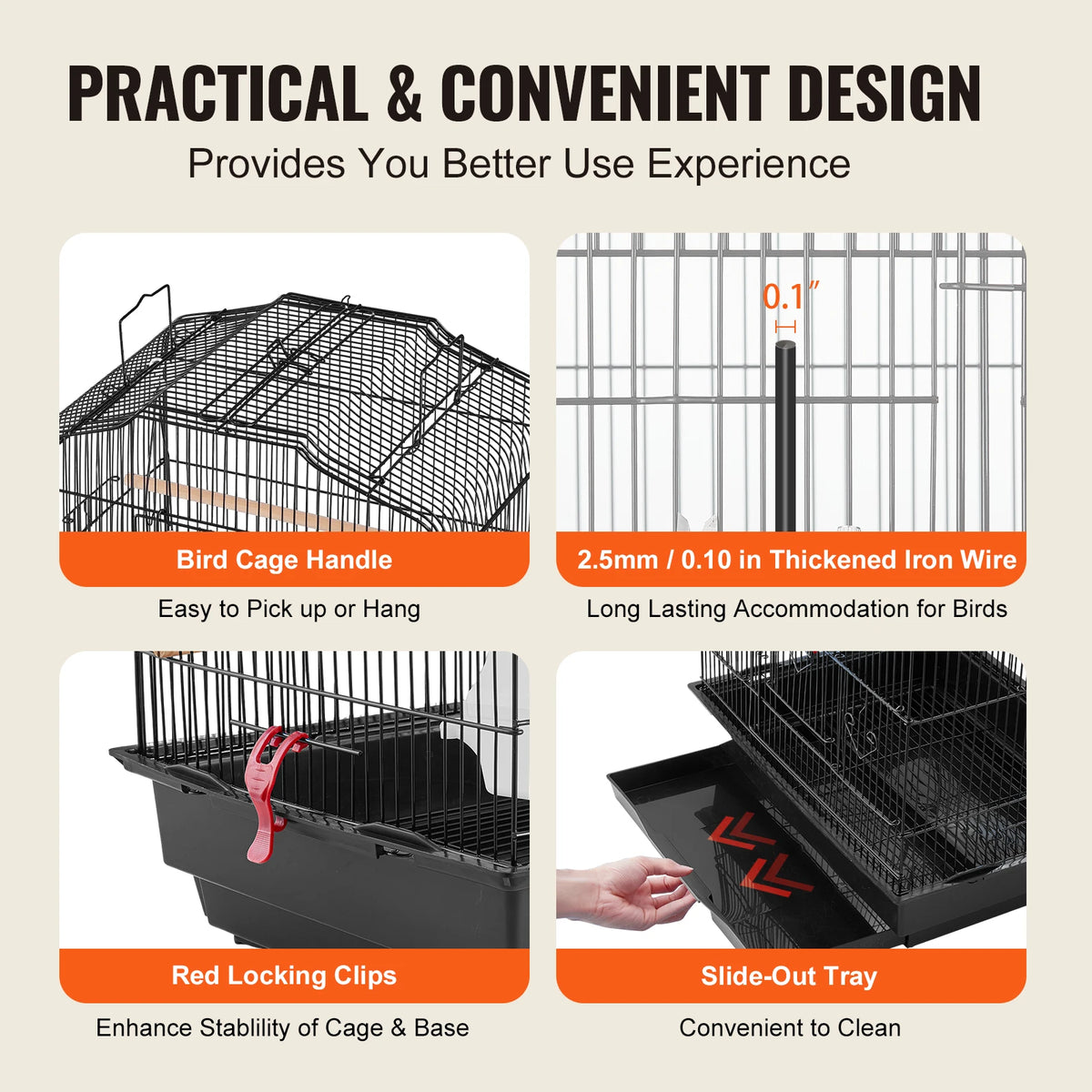 SucceBuy Open Top  Bird Cage for  Pet Flight with Swing and Perch