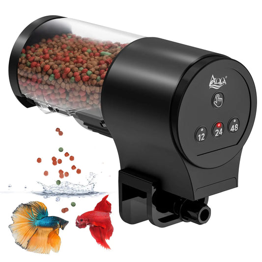 Automatic Fish Feeder for Aquarium with 12H/24H/48H Timer, 3.72oz Large Capacity Auto/Manual Feeding Modes