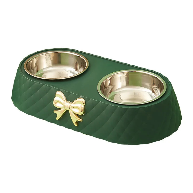 Stainless Steel Double Bowl For Feeding -  Drinking