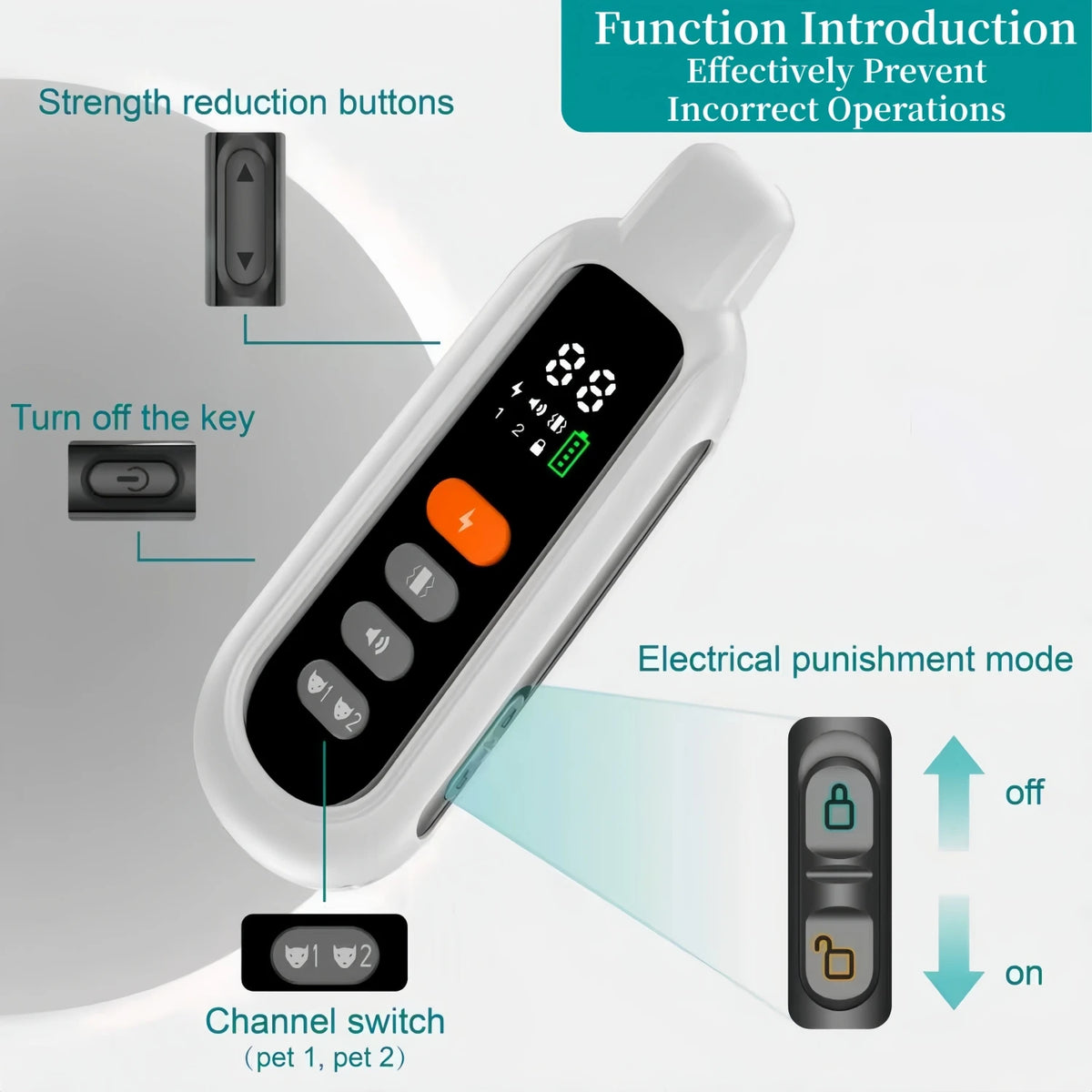 3300FT Electric Dog Training Collar - Remote Control Waterproof With Shock Vibration Anti-barking