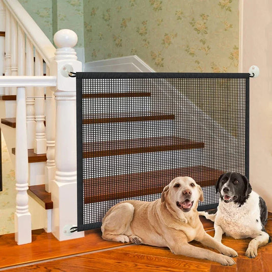 Pet Barrier Fence With 4Pcs Hook - Pet Gate  - New Folding Breathable Mesh Safety Fence