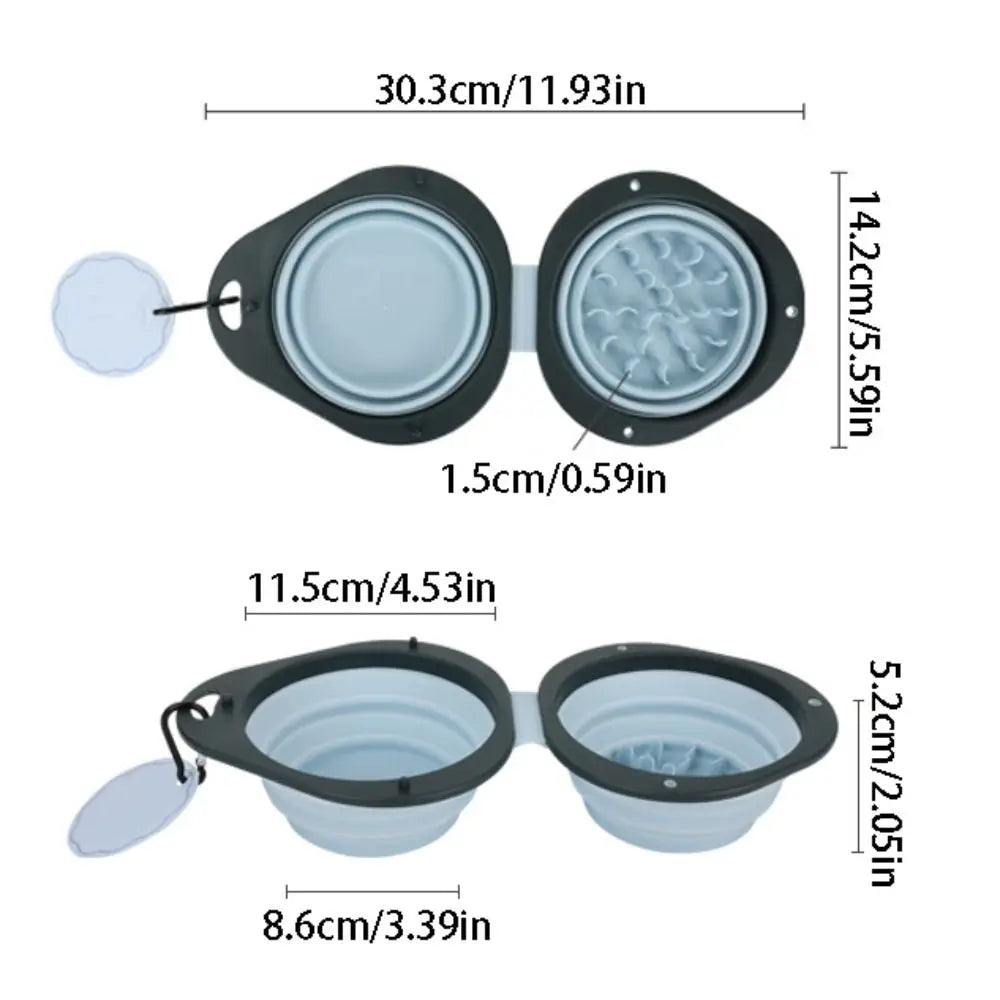 Portable Pet Folding Double Bowl Food Grade Collapsible Dog Dish