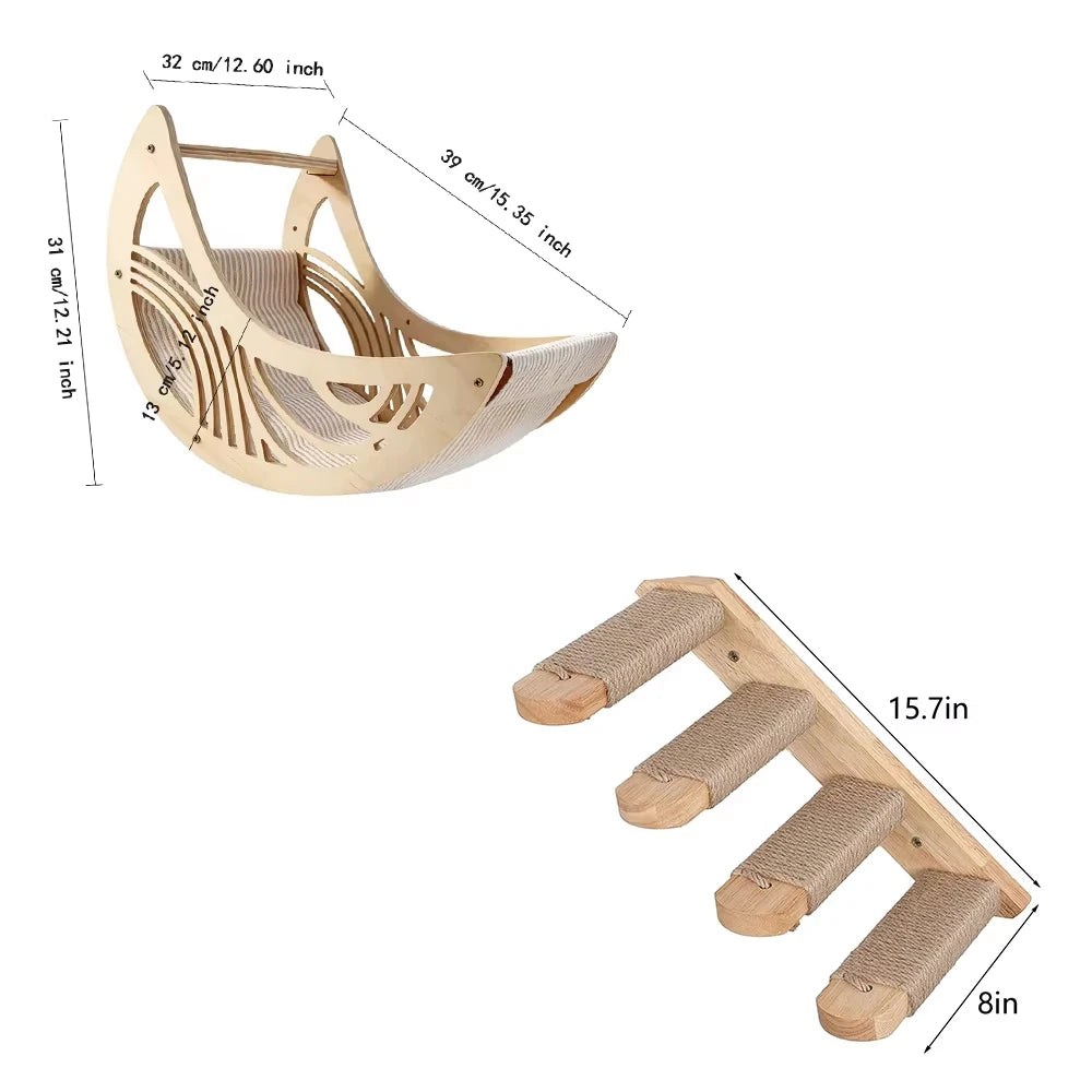 Wall Mounted Cat Shelves Set Moon Shape Hammock Star Perches