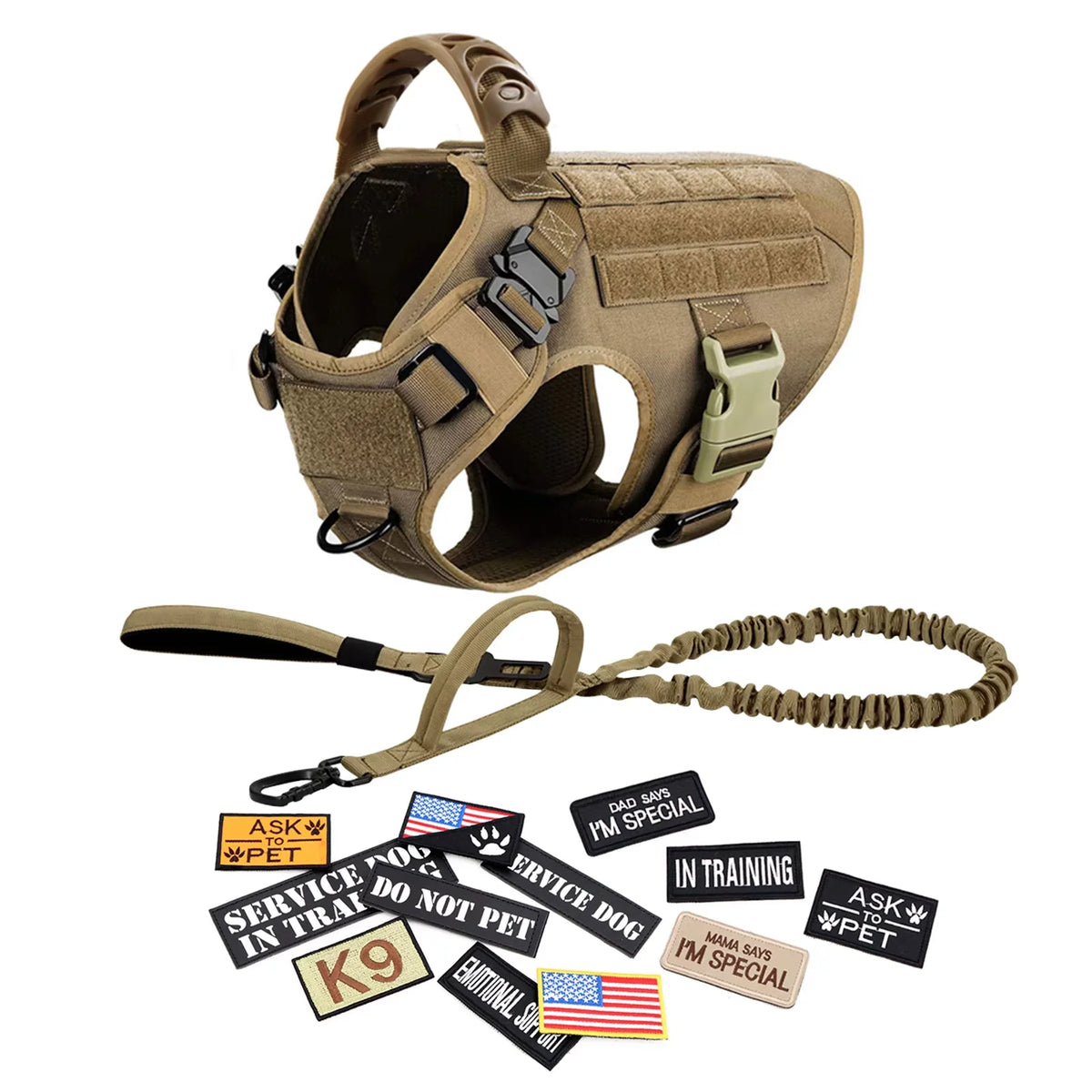 Tactical Military Large Dog Harness Collar