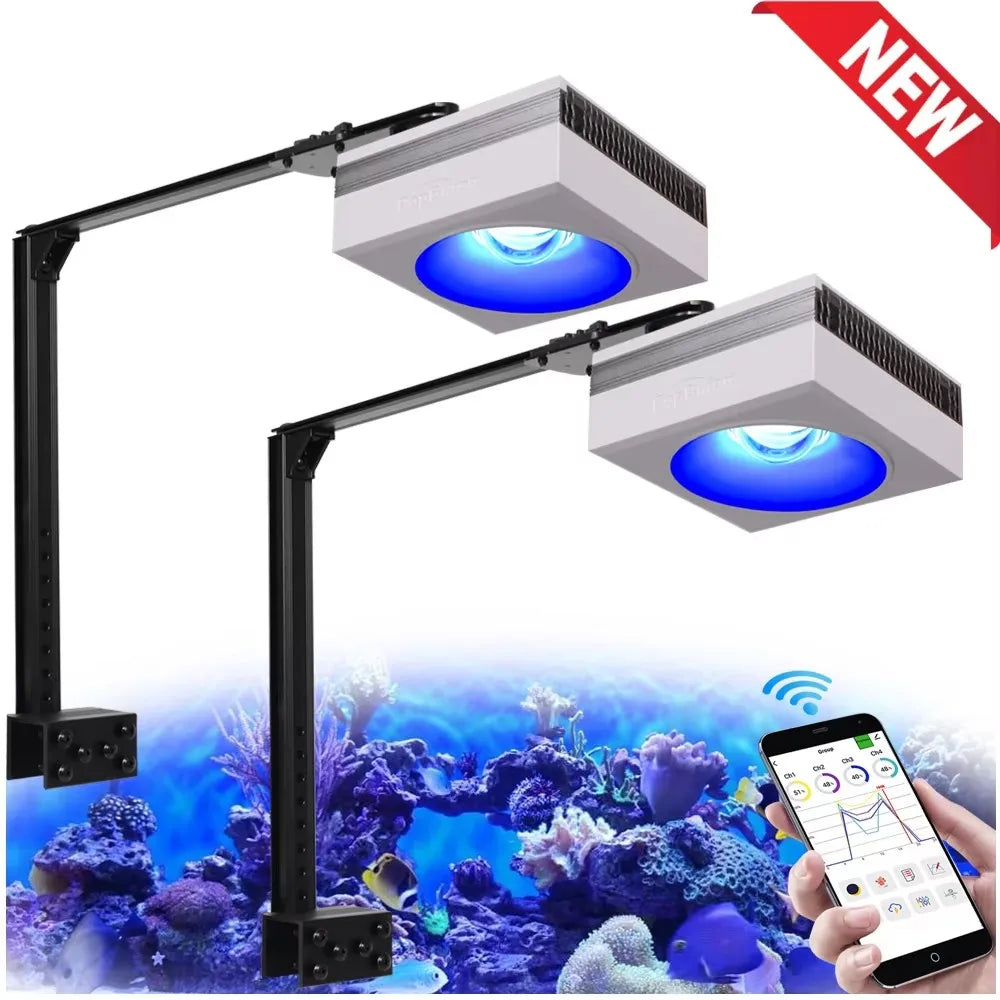 NEW PopBloom RL90 -WiFi Led Aquarium Light -  Full Spectrum, Reef Light Marine Aquarium Tank Lamp