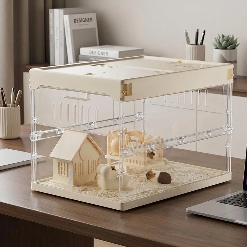 Small Animal Cage Starter Kit With 6 Accessories, Chew Proof Acrylic