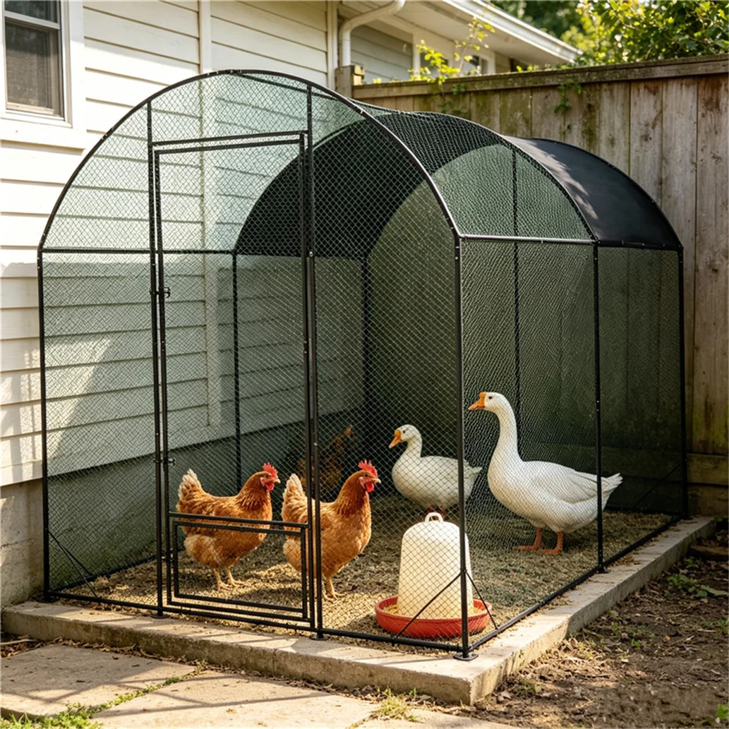 Large Outdoor Walk-in Poultry Cage with Nylon Netting Metal Tubes
