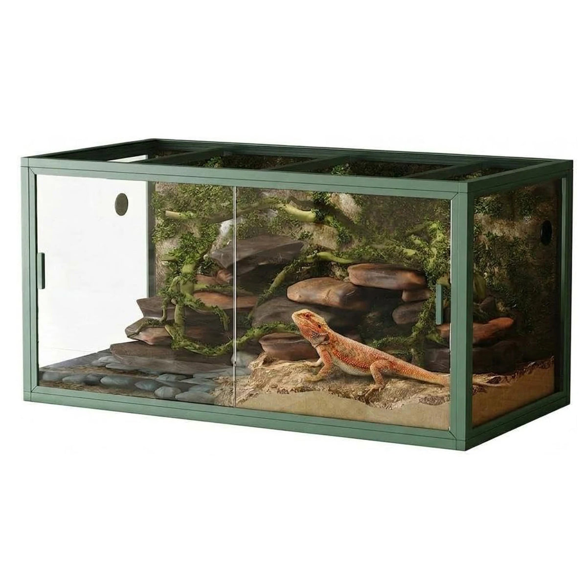 120 Gallon Reptile Terrarium, 4x2x2 ft Front Opening Glass Tank with Screen Top Ventilation