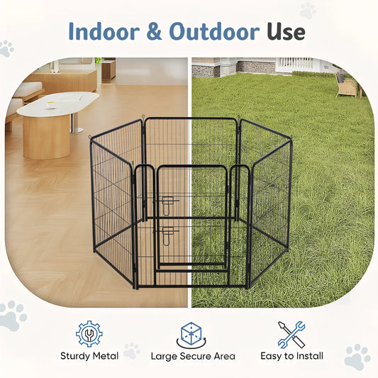 6 Panels Metal Dog Playpen - 24 Inch to 40 Inch Exercise Gate