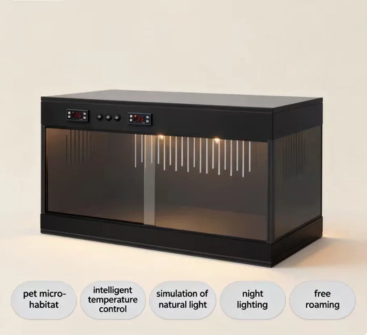 Reptile Lounge Habitat with Glass Sliding Door and Intelligent Thermostat
