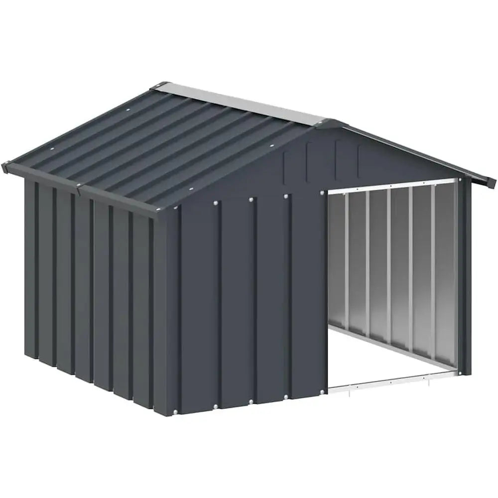 Outdoor Pet Kennel with Weather Proof Roof, Durable Outdoor Puppy Shelter Kennel or Pet, Anthracite Galvanized Steel