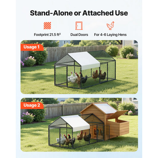 SucceBuy Metal Chicken Coop with Waterproof Cover & Doors
