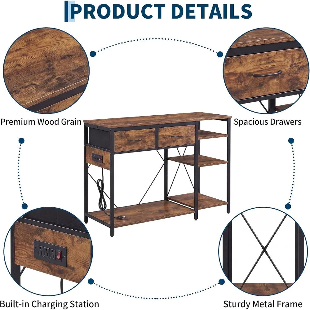 Aquarium Stand with Power Outlet for Fish or Reptile Tank 49.2" x 17,7" Top Tabletop Terrarium