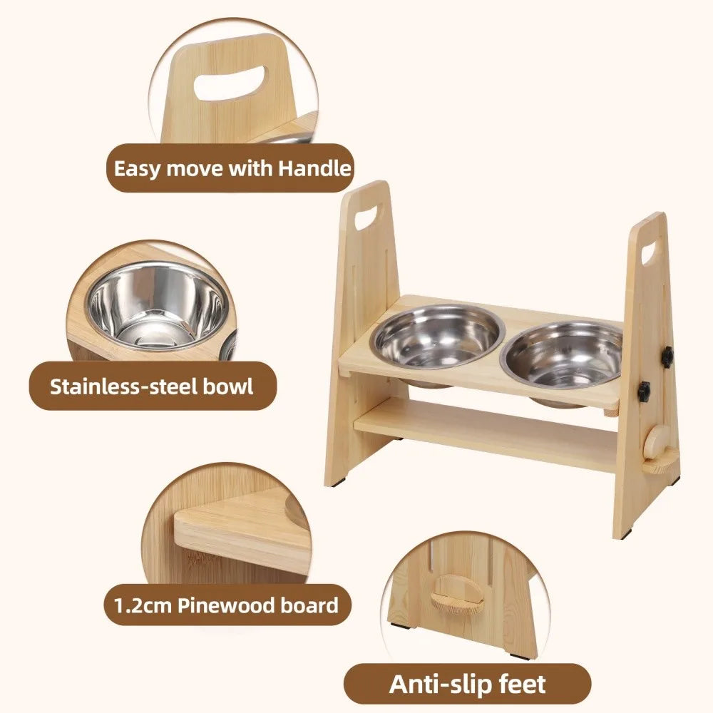 Adjustable Elevated Dog Bowls - Tall Raised Feeder Station