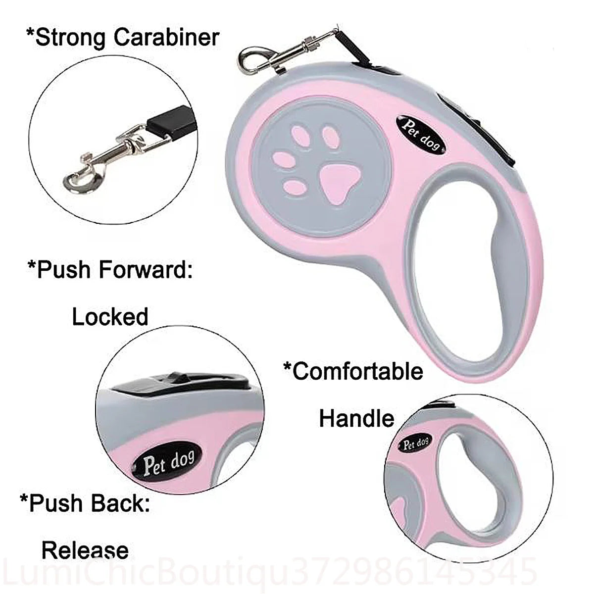 Strong Retractable Nylon Paw‑Style Dog Leash