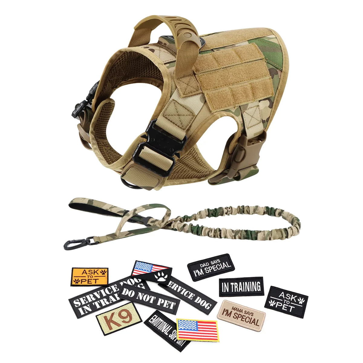Tactical Military Large Dog Harness Collar
