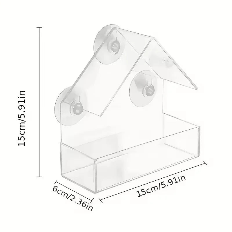 Transparent Bird Feeder for Outdoor Window with Strong Suction Cups