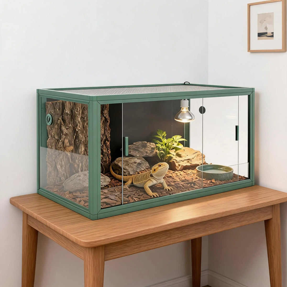 120 Gallon Reptile Tank 4x2x2 Terrarium Enclosure for  Sliding Glass Doors, Heavy Duty Ventilation Top, Easy Assembly