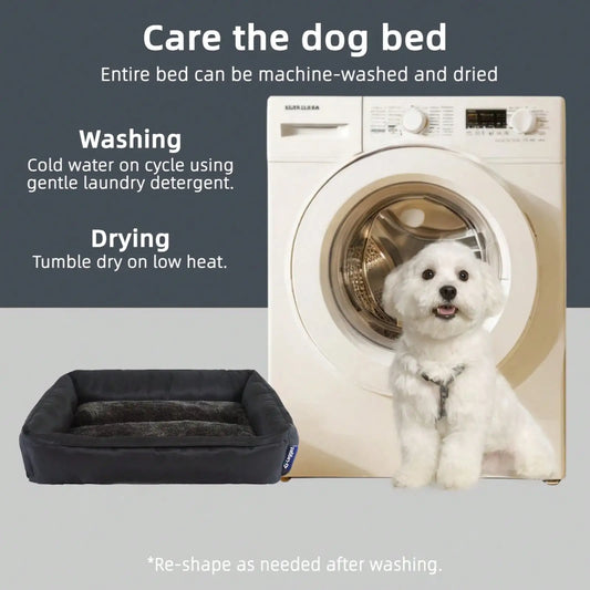 Washable Rectangular Dog Bed, Non-Slip Bottom