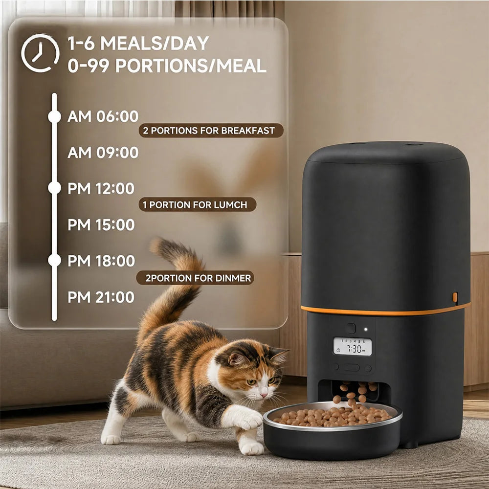 NITYERS 4L Automatic Smart Pet Food Dispenser with Key Control, Voice Recorder, Dual Power Supply, Timed Auto Dog Feeder with Stainless Steel Bowl