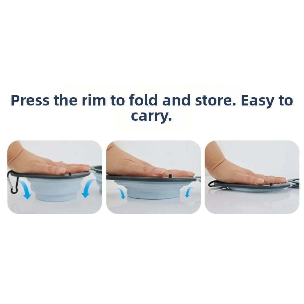 Portable Pet Folding Double Bowl Food Grade Collapsible Dog Dish