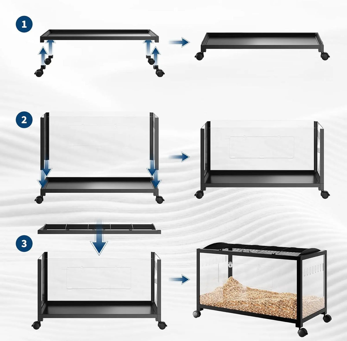 Large Cage, 3-Tier with Running Wheel, Water Bottle, Food Bowl, Ramps