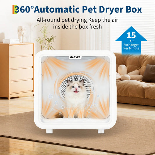 Automatic Pet Drying Box, 360° Efficient Pet Grooming Blower with 5 Air Outlets, Quiet Smart Temperature Control Pet Dryer