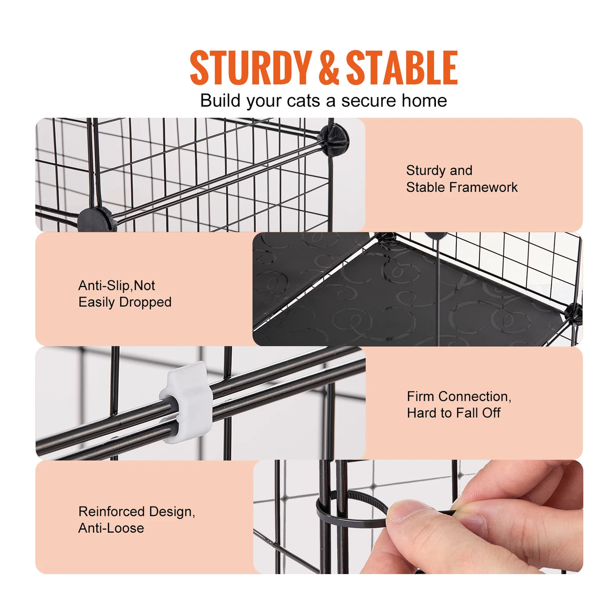 SucceBuy Large Cage Detachable Metal Wire Enclosure with Front Doors Hammock Ramp ladders Crate Exercise Place for Cat