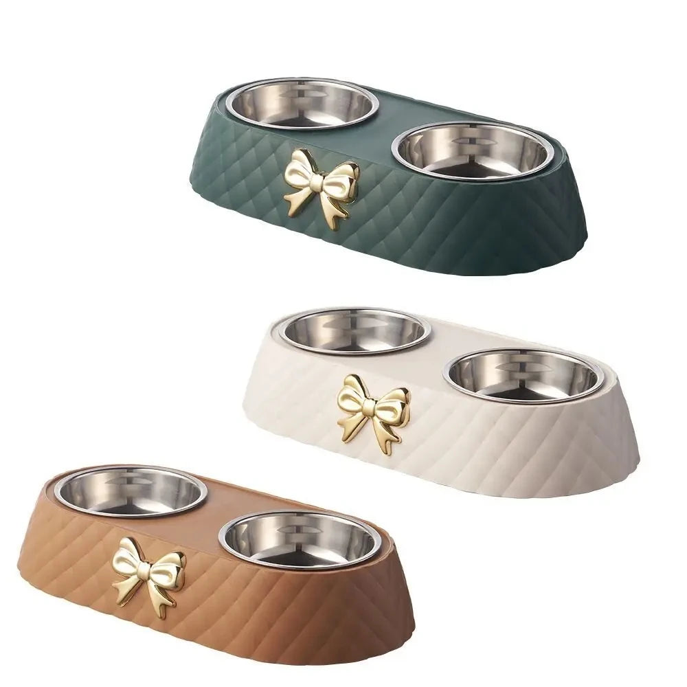 Stainless Steel Double Bowl For Feeding -  Drinking