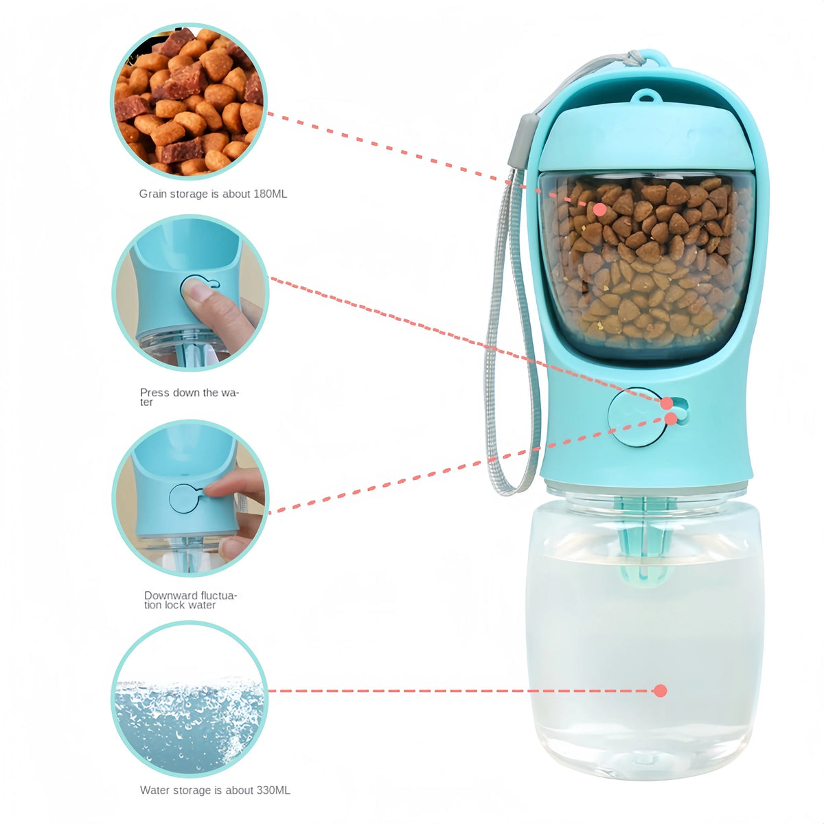 Portable Dog  Water Bottle with Storage Food and Water Container