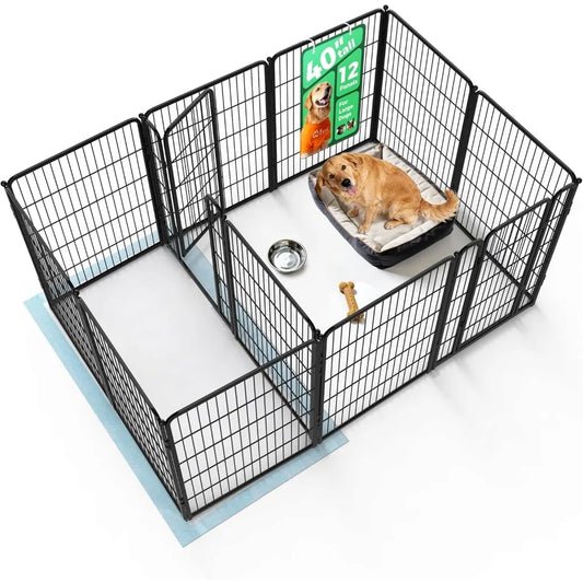 Homeplus Unleashed Indoor Dog Playpen - Stress-Free and Safe Play, Heavy Duty 40 Inch - 12 Panels with Connectors