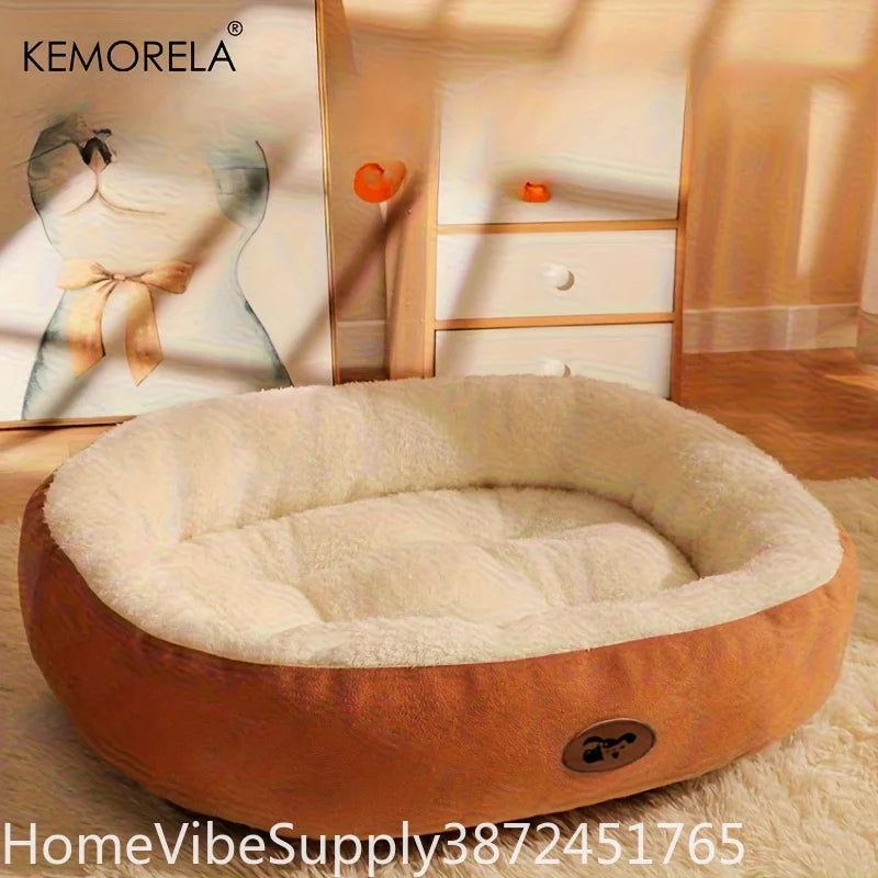Plush Oval Pet Bed - Machine‑Washable - All‑Season Rest Cushion