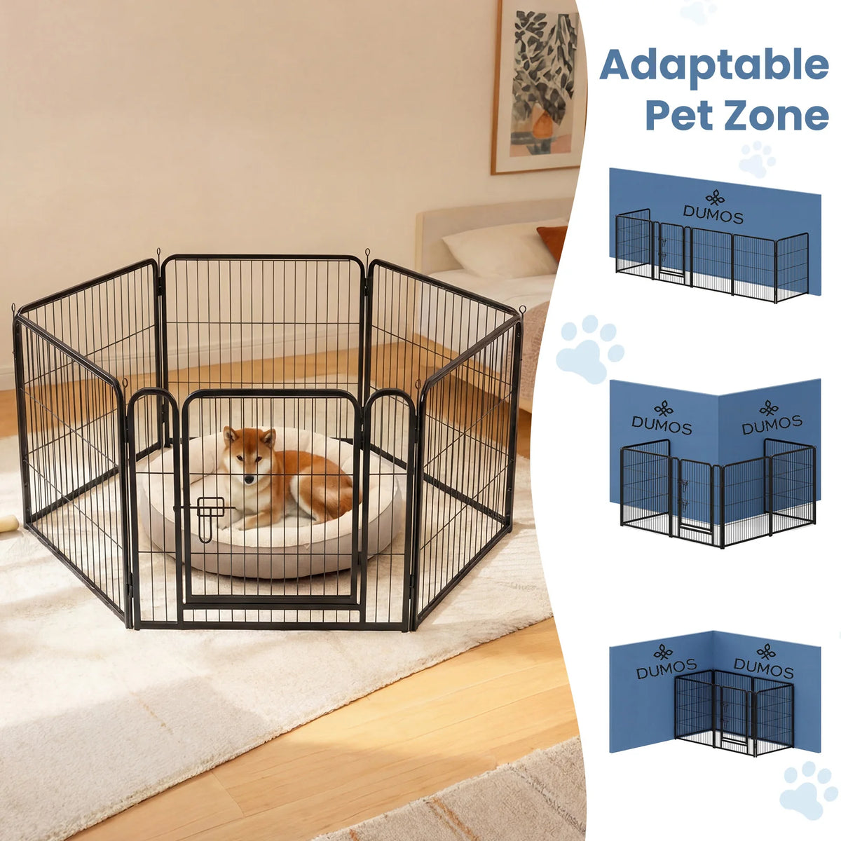 6 Panels Metal Dog Playpen - 24 Inch to 40 Inch Exercise Gate